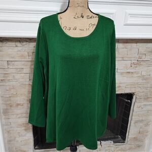 Tahari hunter Green scoop neck pleated back sweater‎ plus size 3X new!